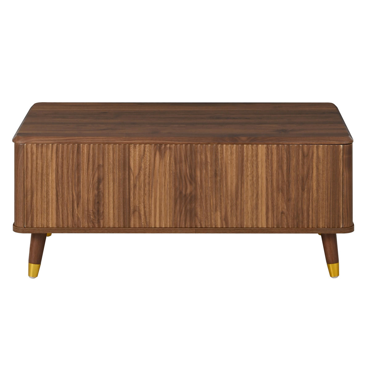 COUCHTISCH 97/52/56,5 cm mit höhenverstellbarer Tischplatte, Stauraum und Wellenstruktur, Nussbaum - Walnussfarben, Holzwerkstoff (97/52/56.5cm) - Redom