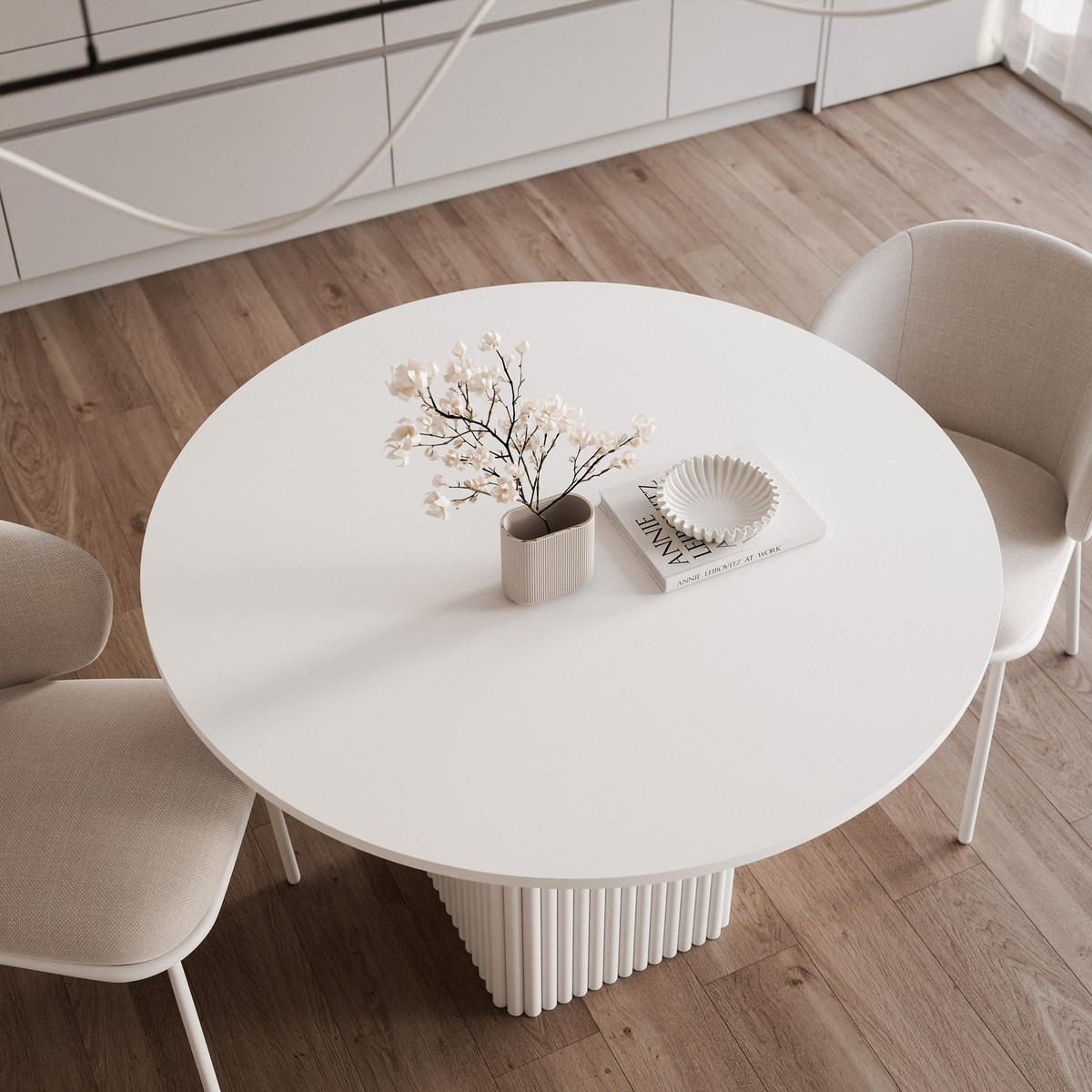 ESSTISCH FLORA 100/76 cm, Metallgestell, Weiß - Weiß, Holzwerkstoff/Metall (100/100/76cm) - Idohome