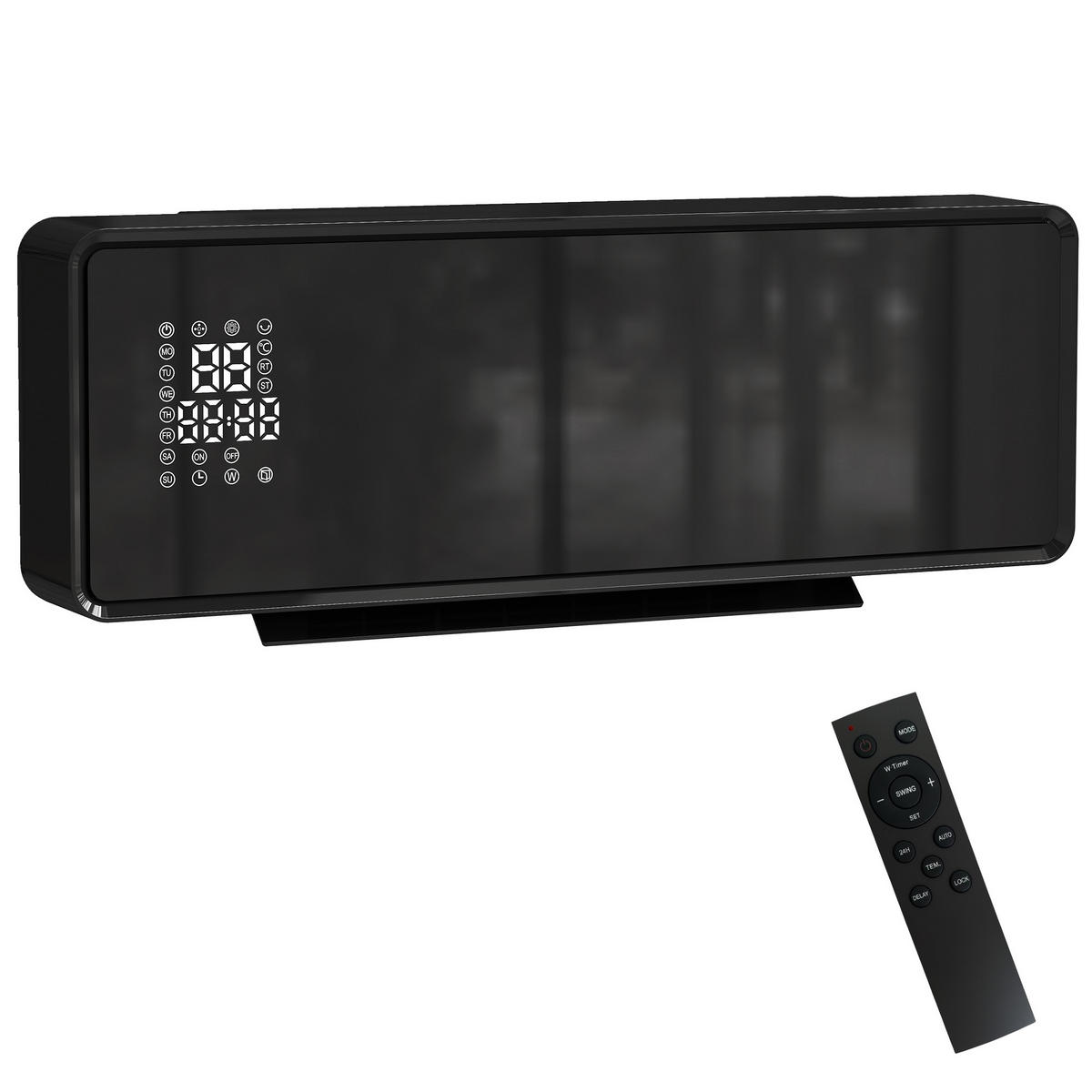 WANDHEIZLÜFTER DE-17062 Keramik PTC 1000/2000 W mit Timer Schwarz - Schwarz, Kunststoff (18.7/12.3/54cm) - ComfortXL