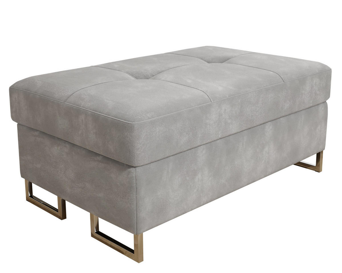 POLSTERHOCKER BARLET Hellgrau 100x60 cm - Hellgrau, Textil (100/41/60cm) - MASSENO