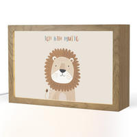 NACHTTISCHLAMPE Löwe - Beige - Tier - Mutig - Zitat 30x20 cm - Beige, Holzwerkstoff (8/30/20cm)