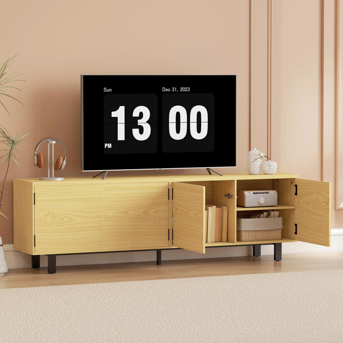 TV-MÖBEL Braun 1 Stück - Braun, Holzwerkstoff (180/55.5/35cm) - GiPP
