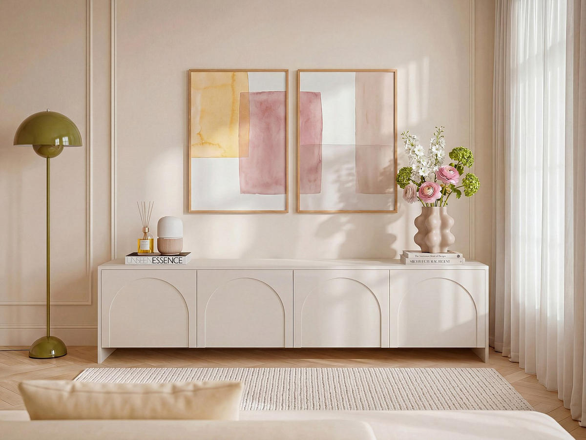 TV-BOARD - 198 cm x 40 cm - holz - beige Nalyra - Beige, Holz (198/50/40cm) - Vente-Unique
