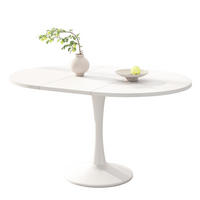 RAZTEGLJIVA jedilna miza 100/140 x 100 x 75 cm, ovalna oblika, prostorsko varčna in enostavna za vzdrževanje, Bela - bela, leseni material (140/100/75cm) - Redom