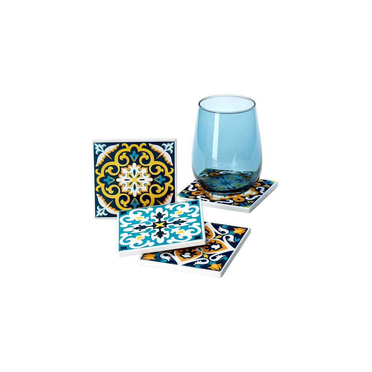 UNTERSETZER-SET Benito bunt 4-tlg. - Multicolor, Keramik (10/10cm) - Ritzenhoff Breker