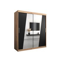SCHWEBETÜRENSCHRANK 200/180/62 2-türig - Silberfarben/Schwarz, Holz/Kunststoff (180/200/62cm) - Abiks Möbel