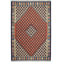 KELIM-TEPPICH handgewebt Senneh Rot 156/105 cm Schurwolle - Rot, Textil (105/156cm) - Looma