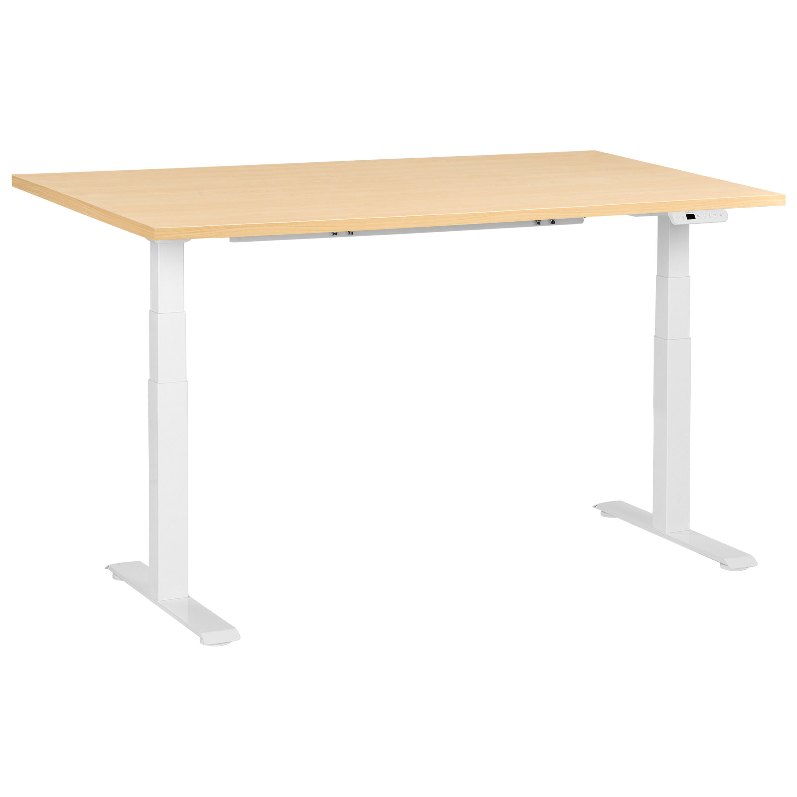 SCHREIBTISCH elektrisch höhenverstellbar 160/72 cm Hellbraun/Weiß Destines - Hellbraun/Braun, Holzwerkstoff/Metall (72/160/63cm) - Beliani