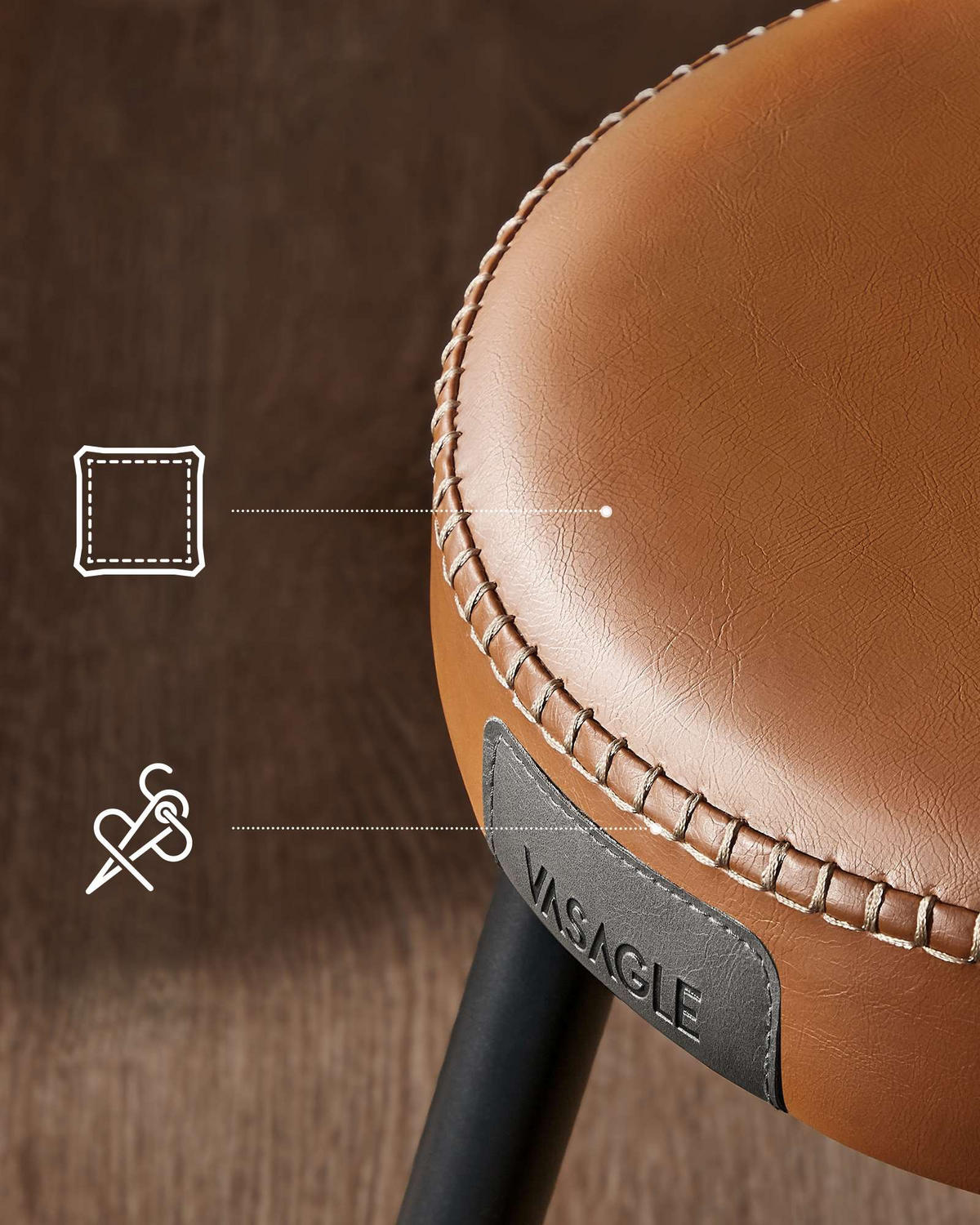 BARHOCKER Metall Kunstleder Braun Schwarz 2er Set 76,2x51,6x33 cm - Schwarz/Braun, Holzwerkstoff/Textil (33/76/33cm) - Begryf