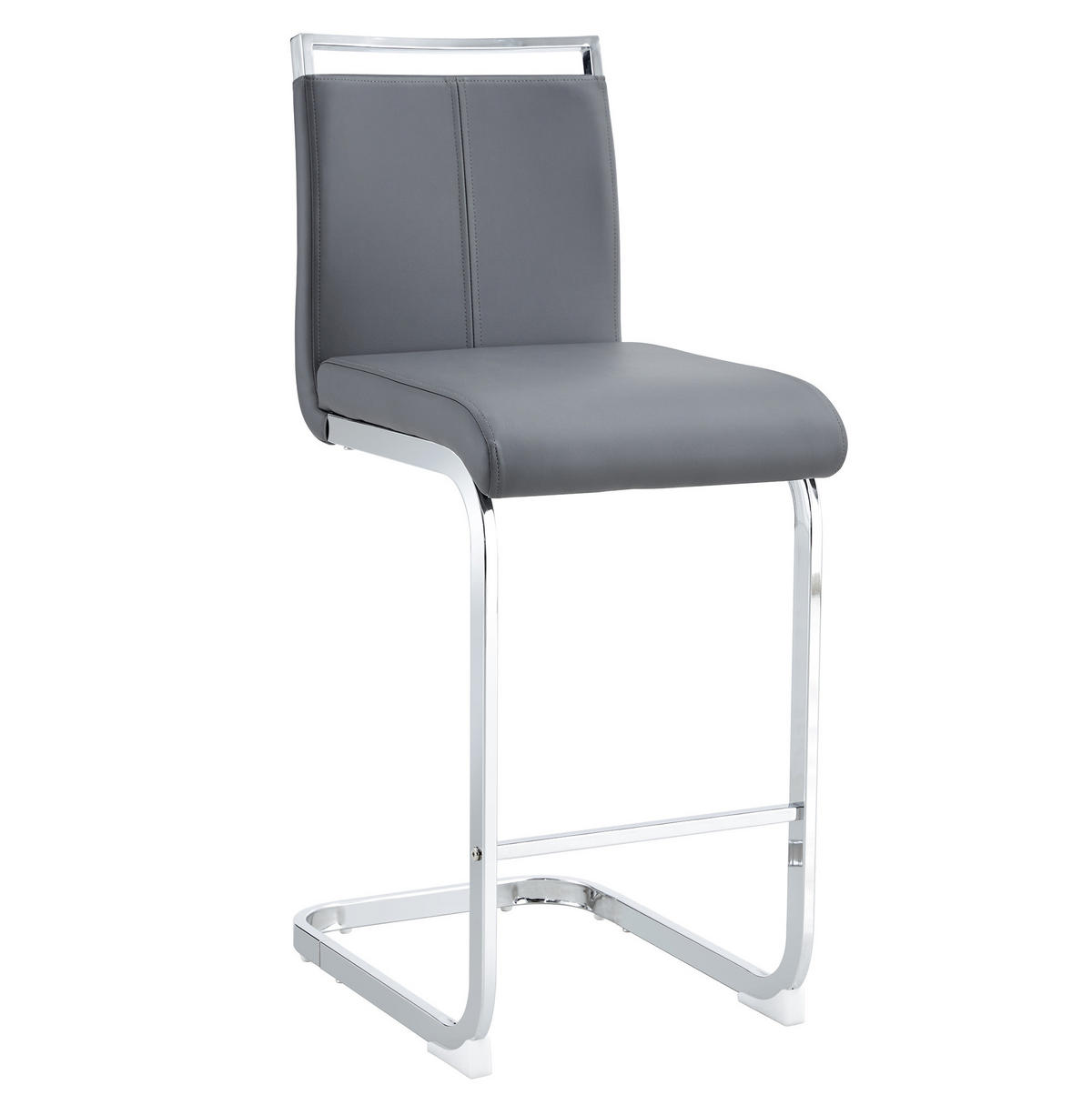 BARHOCKER 2er-Set Dunkelgrau mit PU-Bezug und Metallgestell - Dunkelgrau, Metall (46.5/96.5/38.9cm) - MIVRAY