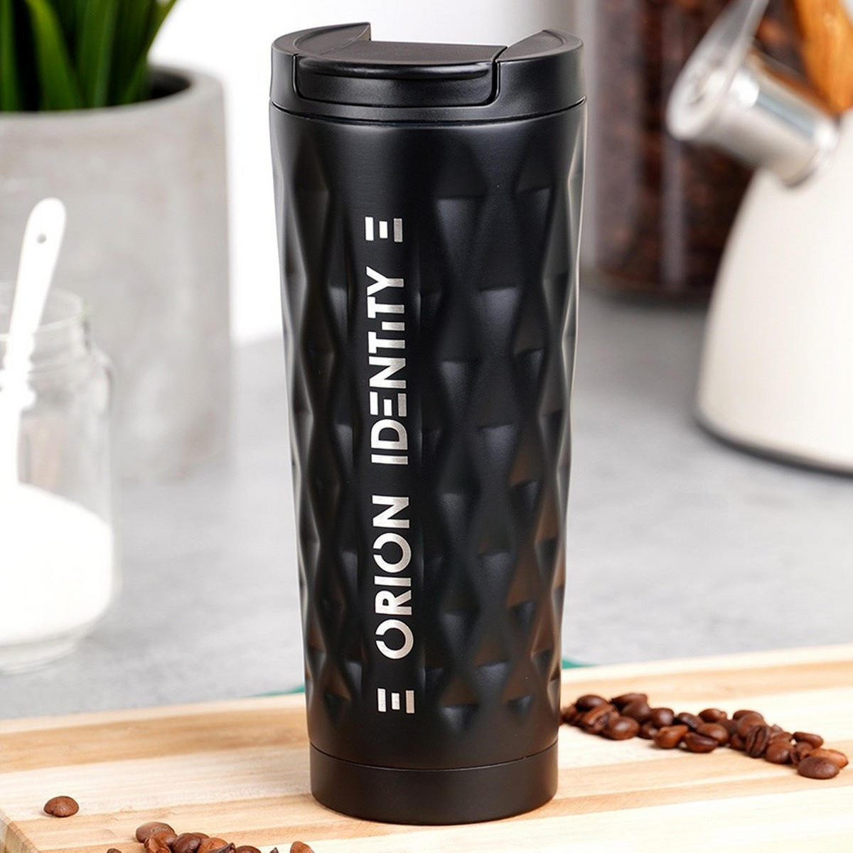 THERMOBECHER Edelstahl matt 500 ml Schwarz - Schwarz, Metall (0.5L) - Orion 