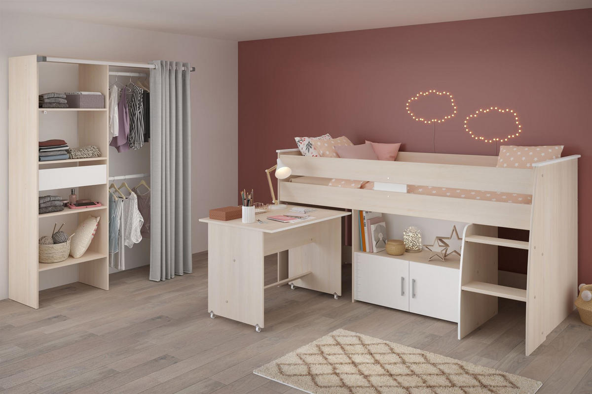KINDERZIMMER-SET 2-tlg. Parisot Charly 22 Holzdekor Akazie/Weiß - Weiß/Akaziefarben, Kunststoff (100/1/200cm) - 58aufmkessel