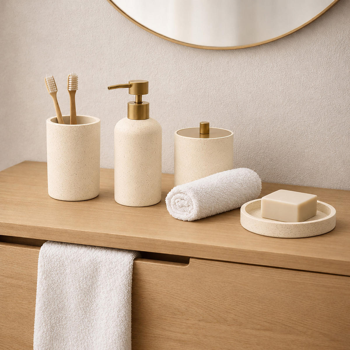 SEIFENSPENDER Oria 7/7/17,5 cm - Beige, Kunststoff (7/17.5/7cm) - Douceur d´intérieur