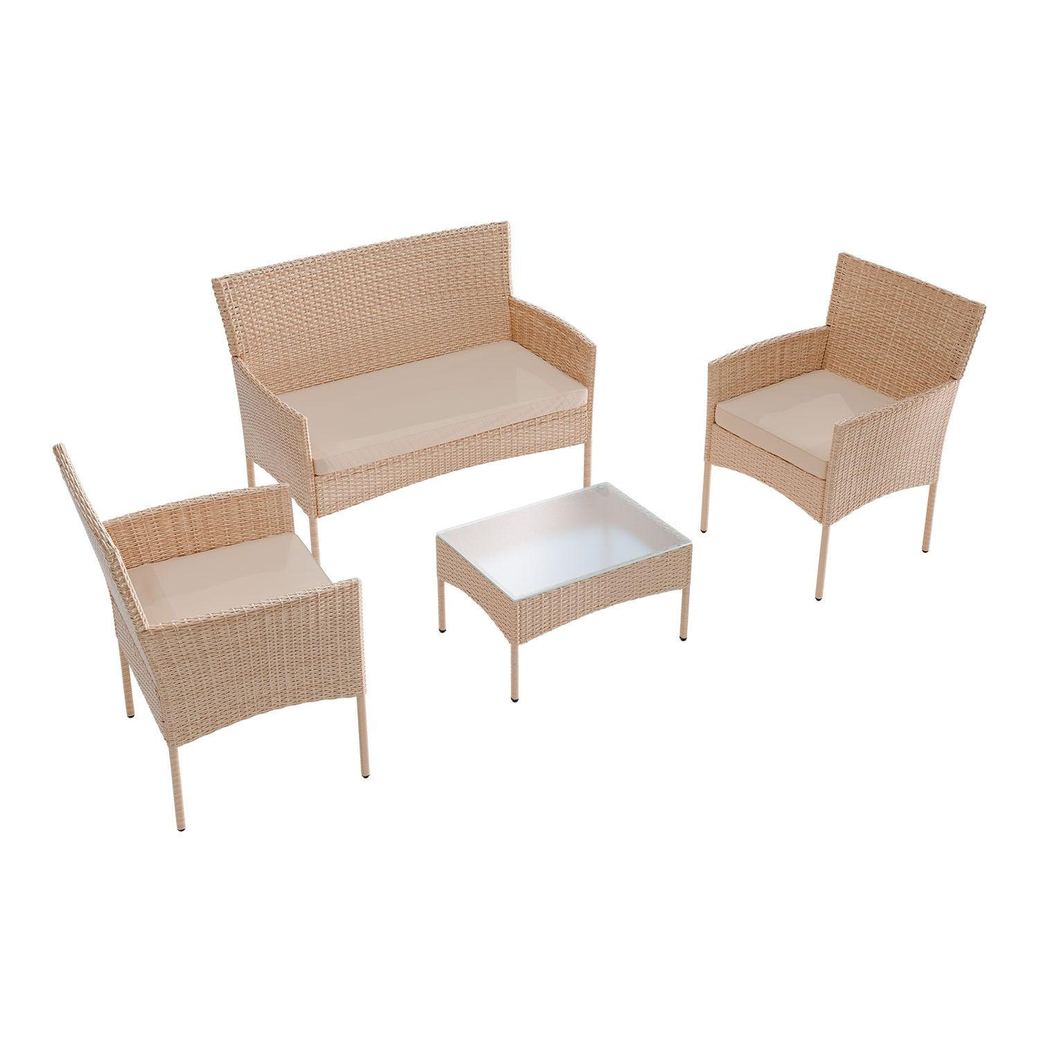 GARTENSET Fort Myers creme/ sand - Creme, Kunststoff/Metall - Juskys