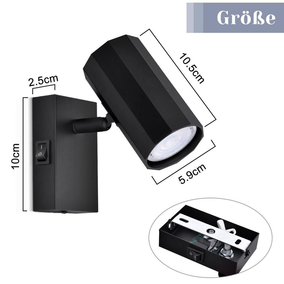 WANDSTRAHLER Hoxxi 10.5/5.9/10cm - Schwarz, Metall (5.9/10/10.5cm) - ZMH