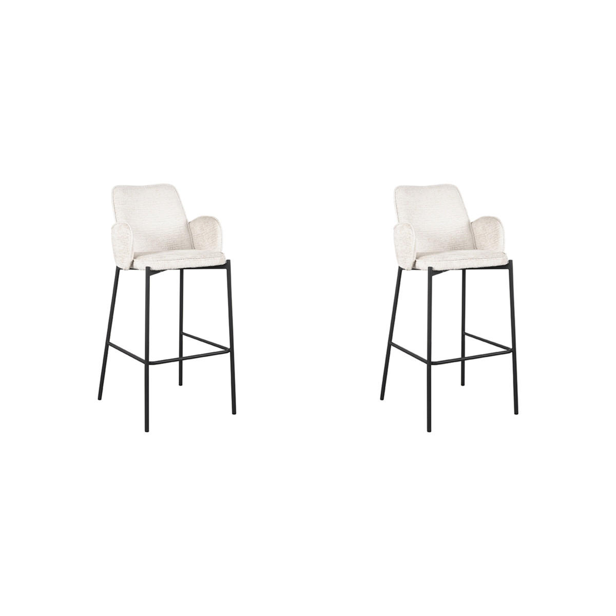 BARHOCKER Joni Beige 53/51/107 cm 2er-Set - Weiß, Textil (51/107/53cm) - LABEL51