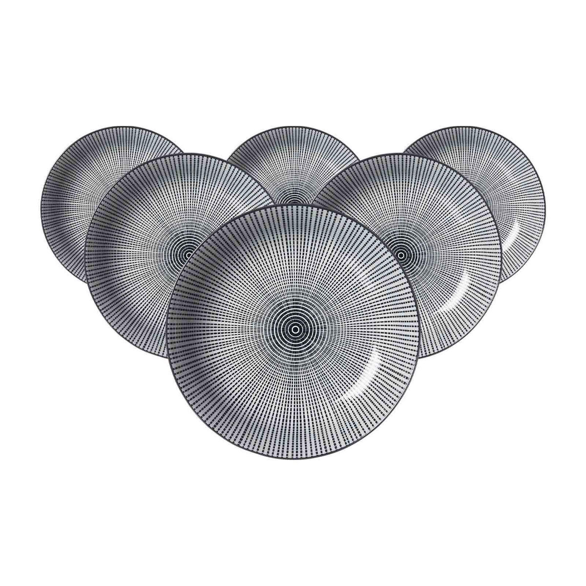 SUPPENTELLER Takeo Stripes schwarz-weiß ø 20,5 cm 6er Set - Schwarz/Weiß, Keramik (20.5cm) - Ritzenhoff Breker