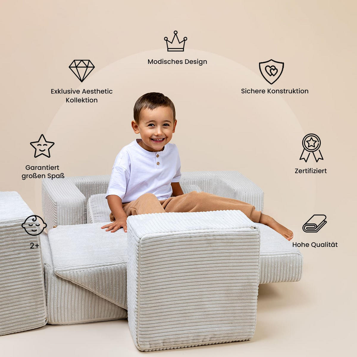 KINDERSOFA, Modulares Sofa für Kinder, Aesthetic, Türkis - Türkis, Textil (35/100/40cm) - MeowBaby
