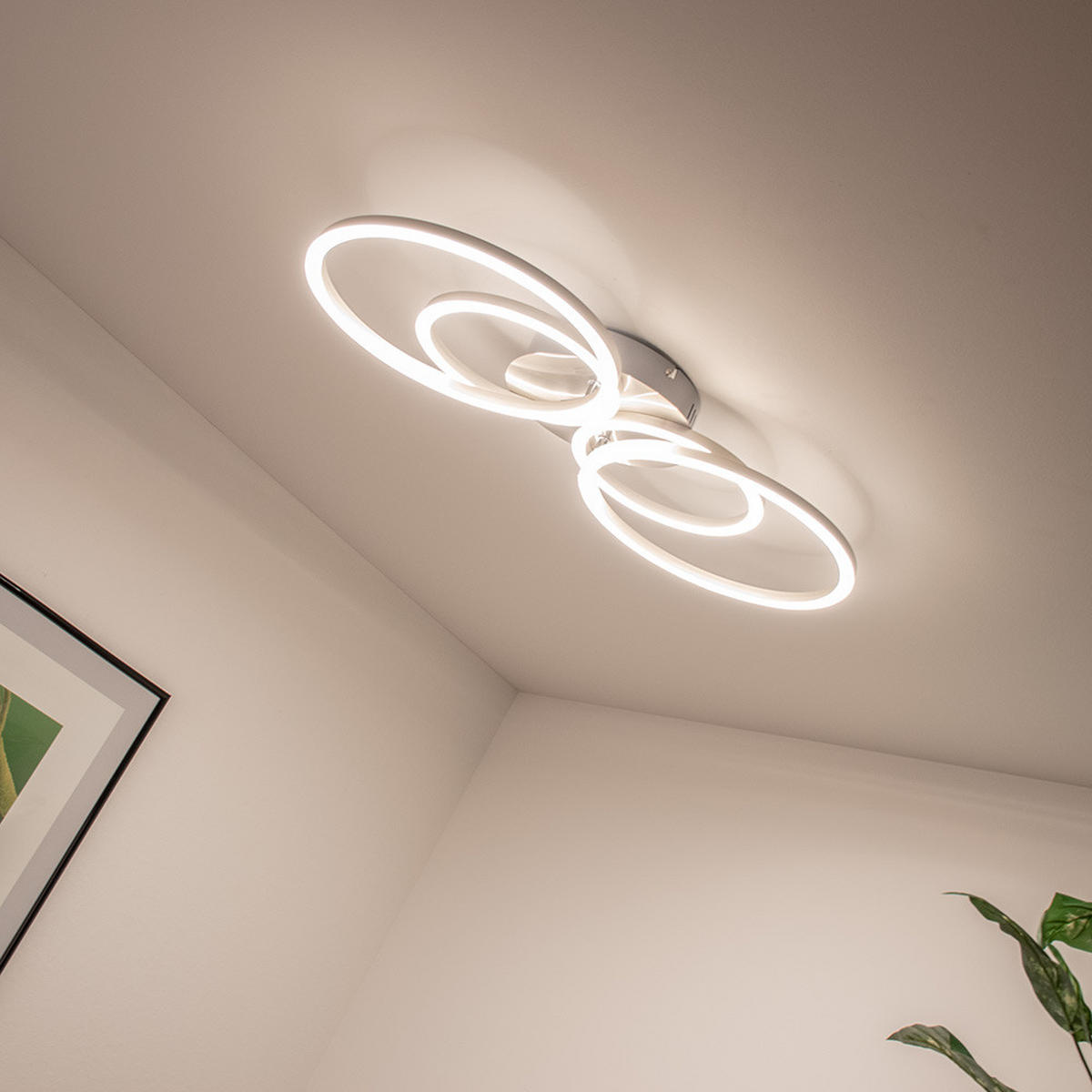 LED DECKENLEUCHTE Metall Silber - Silberfarben, Metall (65.5/40.6/7.5cm) - Globo Lighting