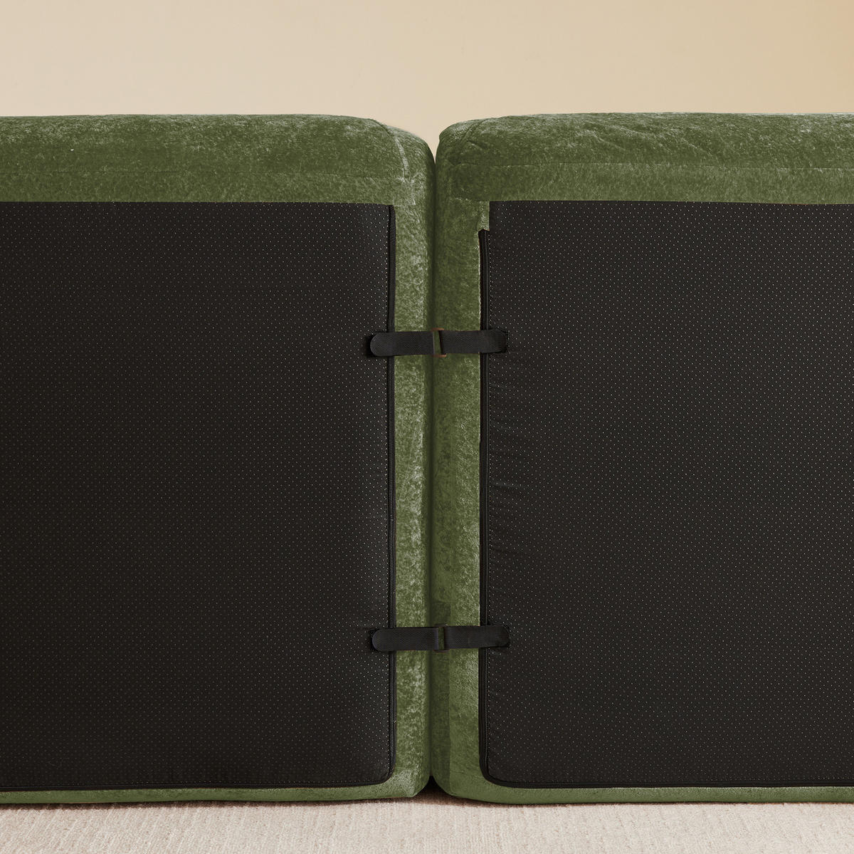 MODULSOFA U-Form 3-Sitzer Chenille Grün inkl. 2 Hocker - Grün, Kunststoff (171/76/281.1cm) - Meubliv