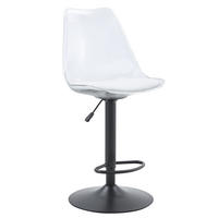 BARHOCKER DE-36523 2er Set höhenverstellbar mit PU-Sitz Transparent - Schwarz, Metall (53.3/120/45.7cm) - ComfortXL