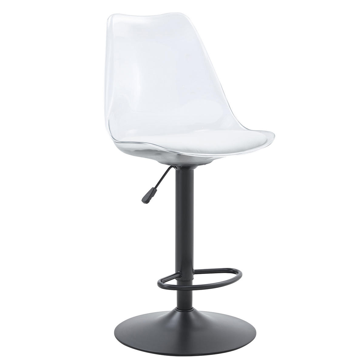 BARHOCKER 2er-Set Schwarz/Transparent mit PU-Leder und Rückenlehne - Schwarz, Metall (45.7/99/53.3cm) - PANGIVO
