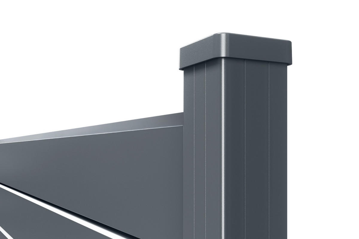 SICHTSCHUTZZAUN VANO aus Aluminium mit Lamellen 6 m x 180 cm, Grau - Grau, Metall (600/184cm) - Casanoov