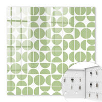 SCHLÜSSELBOX Weiß 30x30 cm – Türöffnung nach rechts - Grüne Geometrie - Grün, Metall (30/30/5cm) - TULUP