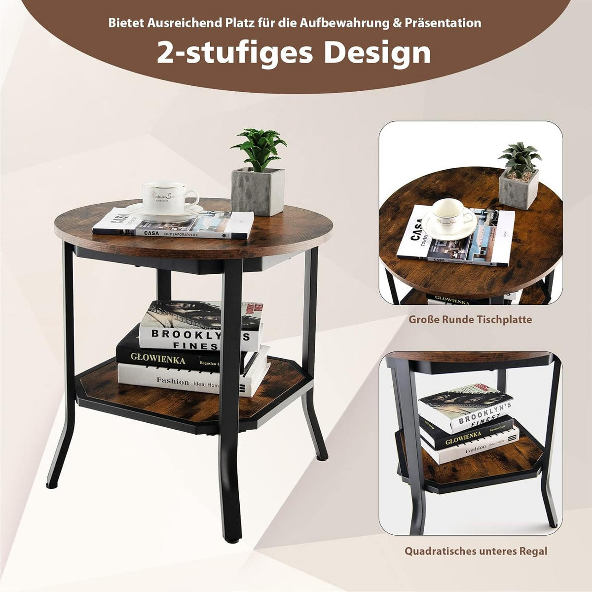 BEISTELLTISCH 50cm Braun - Braun, Holz (50/50/50cm) - COSTWAY