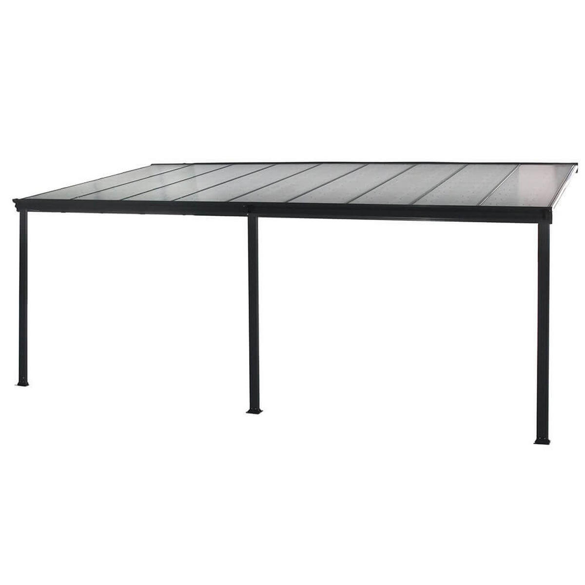 TERRASSENÜBERDACHUNG SOLIS - Farbe: Grau, Größe: 496 / 503 x 300 / 303 x 278 / 226 cm - Grau, Kunststoff (495/278/303cm) - Home Deluxe
