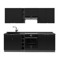 KÜCHENZEILE Fame-Line, Schwarz gestreift/Anthrazit, 235 cm, AP Anthrazit - Anthrazit/Schwarz, Holzwerkstoff (235/81.6/60cm) - Vicco