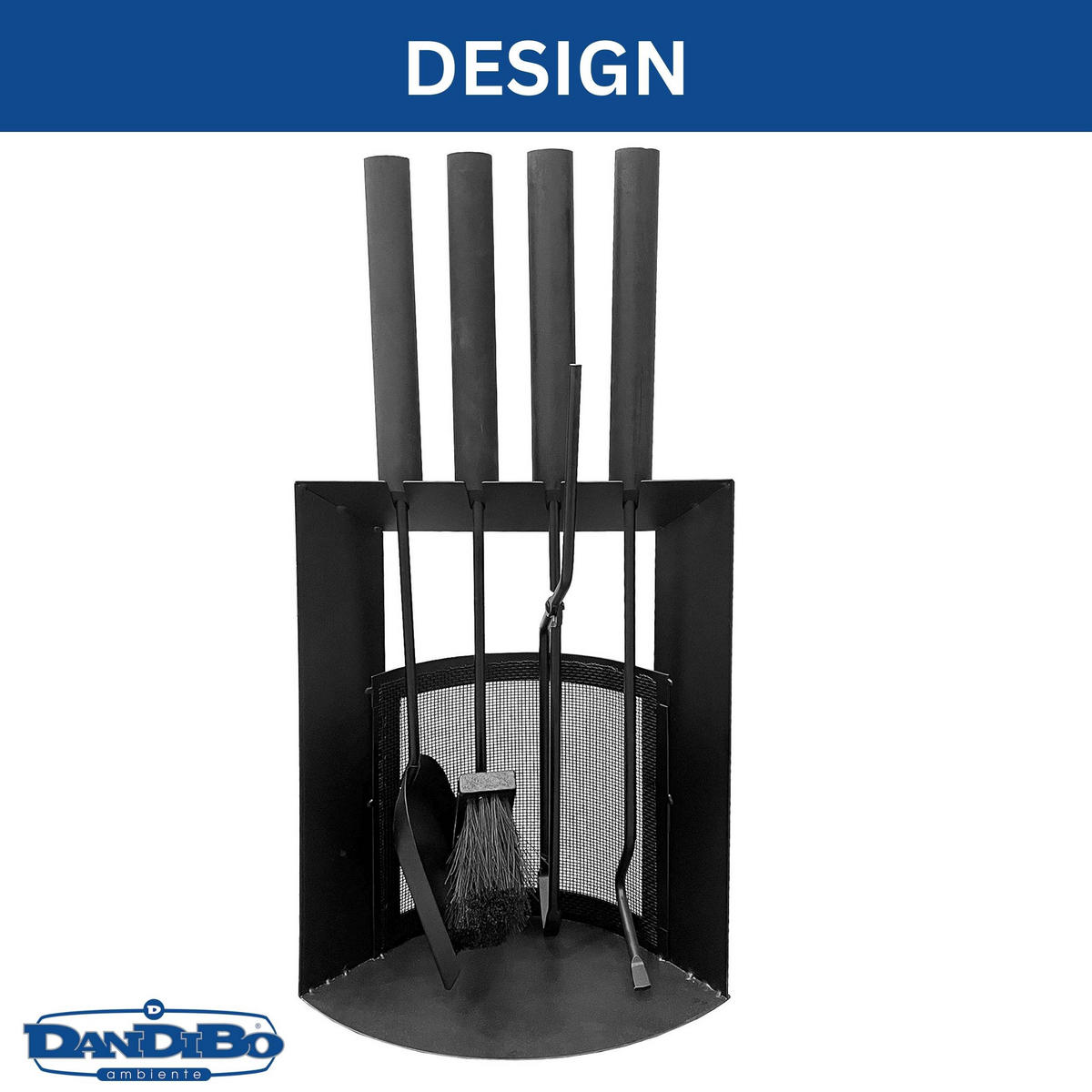 KAMINBESTECK Schwarz Modern 5 Teilig Set - Schwarz, Metall (28/61/26cm) - DanDiBo