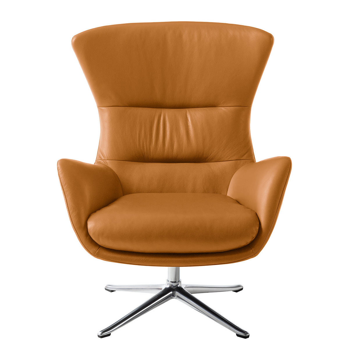 SESSEL mit Kreuzfuß - Chromfarben/Cognac, Leder/Metall (84/99/96cm) - home24