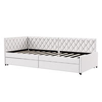POLSTERBETT Tagesbett 90/200 cm mit Ausziehbarer Tandemliege Samtoptik Beige - Beige, Textil (90/200cm) - Creahappy