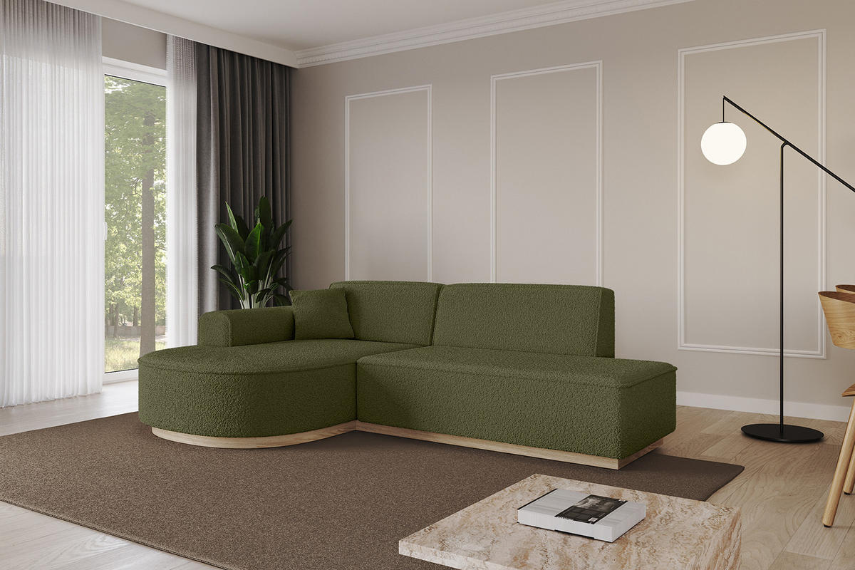 ECKSOFA Ottomane Links ARRIO-L1 - 243x171x83 cm Grün - Grün, Holzwerkstoff/Textil (243/171cm) - ALTDECOR