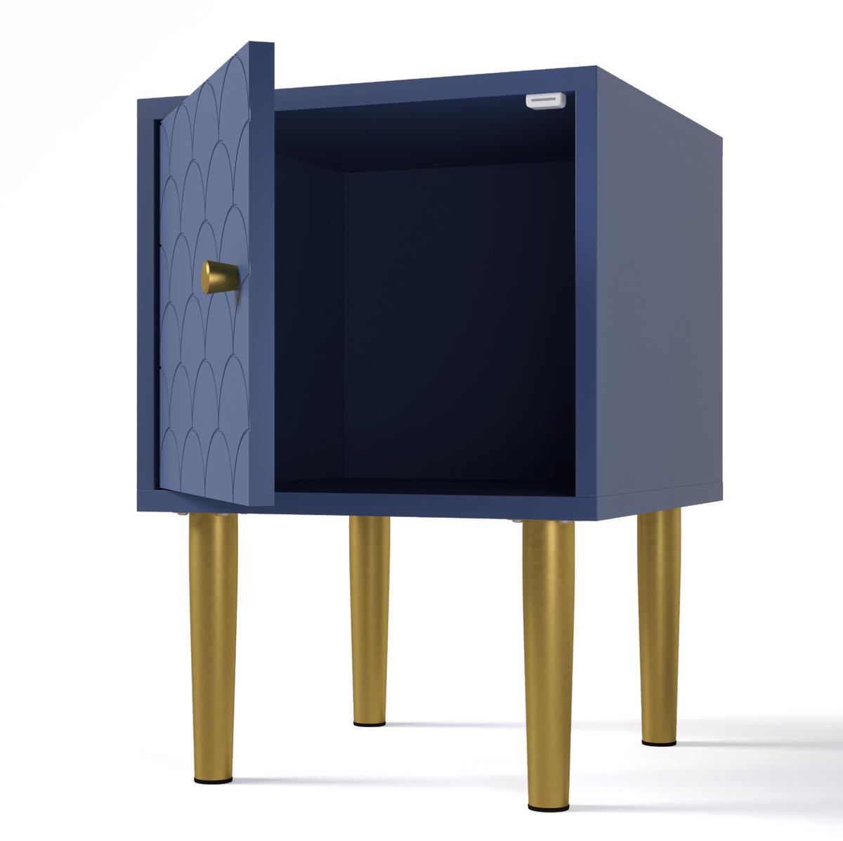 NACHTTISCH-SET 35/35/51 cm marineblau aus Holz mit Metallbeinen - Dunkelblau, Holz (35/51/35cm) - OKWISH