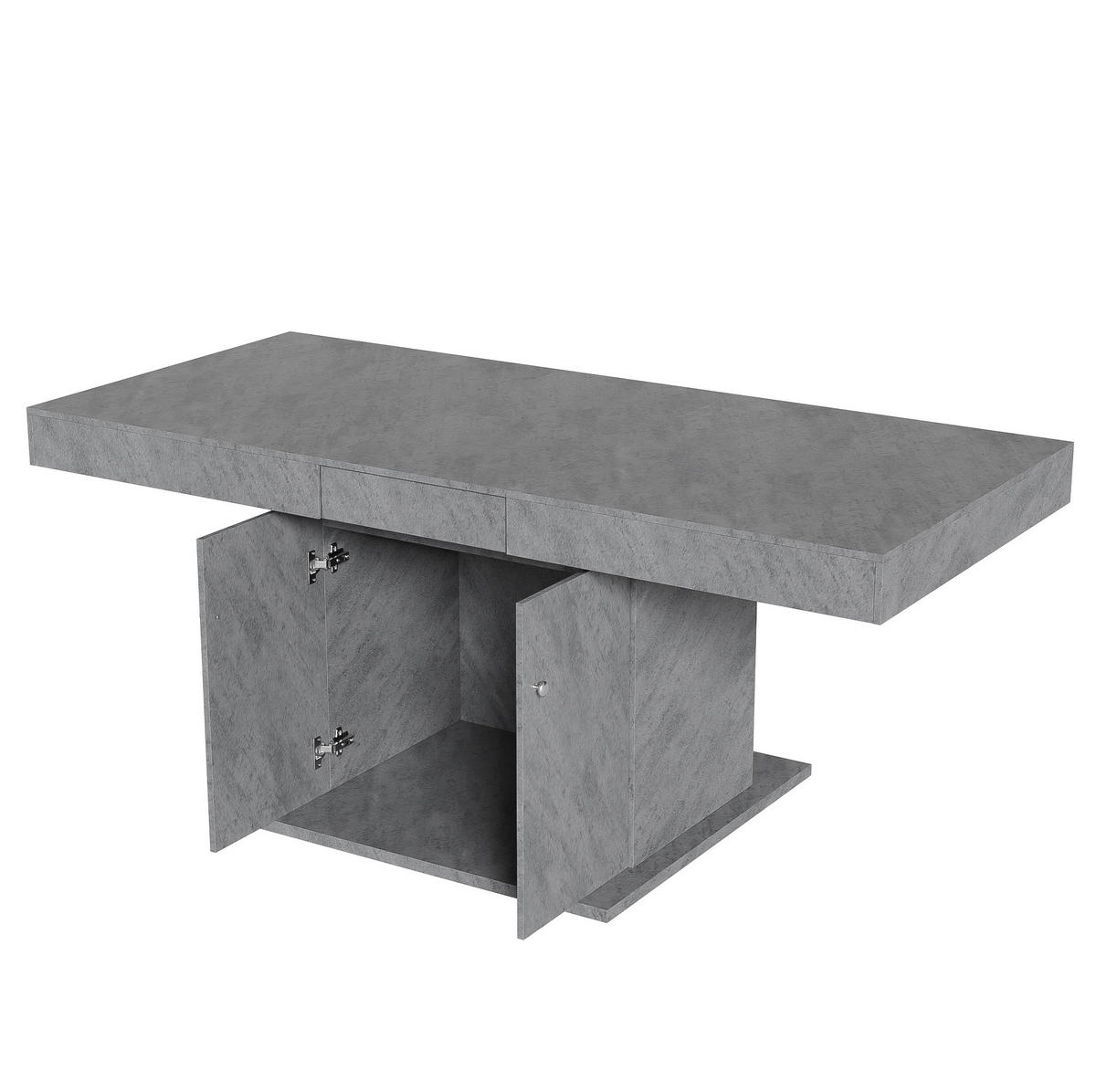 ESSTISCH 180/80/76cm grau mit Stauraum aus Spanplatte - Grau, Holzwerkstoff (180/80/76cm) - OKWISH