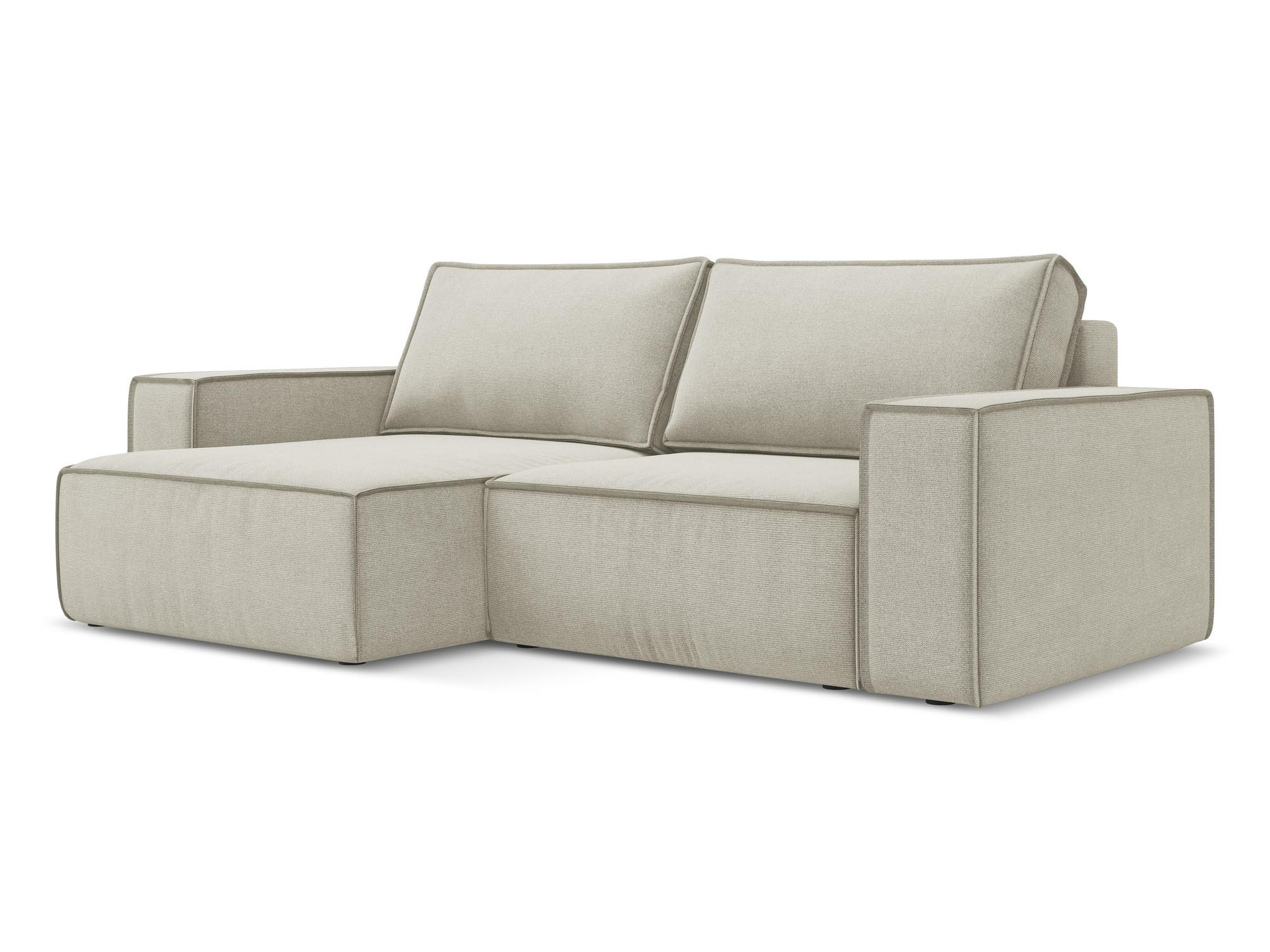 ECKSOFA mit Schlaffunktion Strukturstoff Stoff Beige - Beige/Creme, Kunststoff/Textil (148/257cm) - Makamii