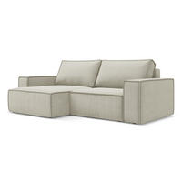 ECKSOFA mit Schlaffunktion Strukturstoff Stoff Beige - Beige/Creme, Kunststoff/Textil (148/257cm) - Makamii