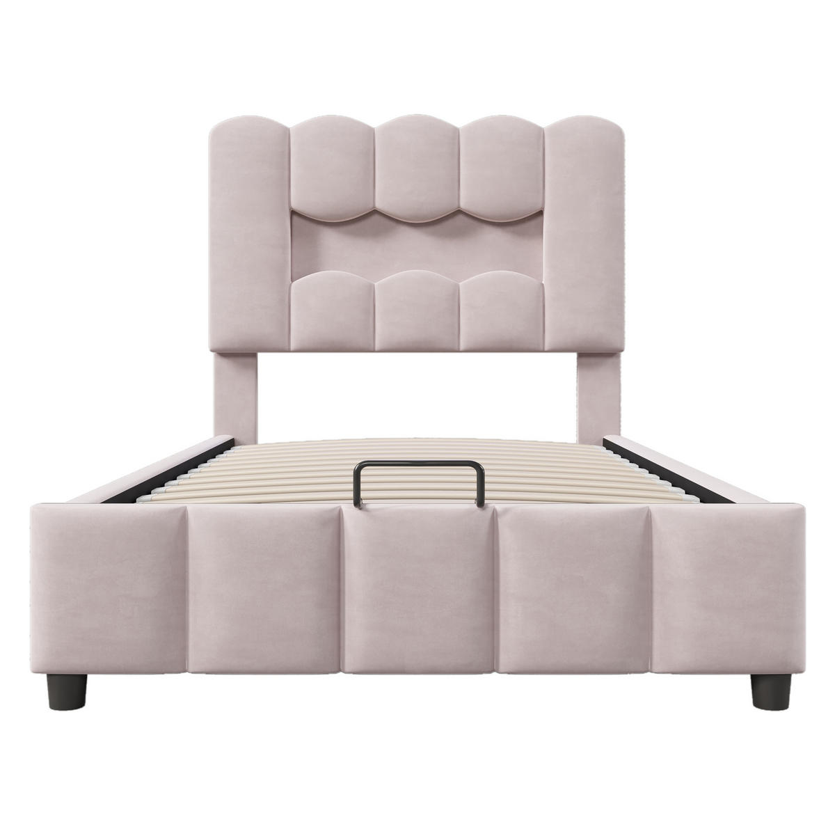 POLSTERBETT mit LED-Beleuchtung 90/200 cm mit Bettkasten in Rosa - Rosa, Textil (90/200cm) - BEAOK