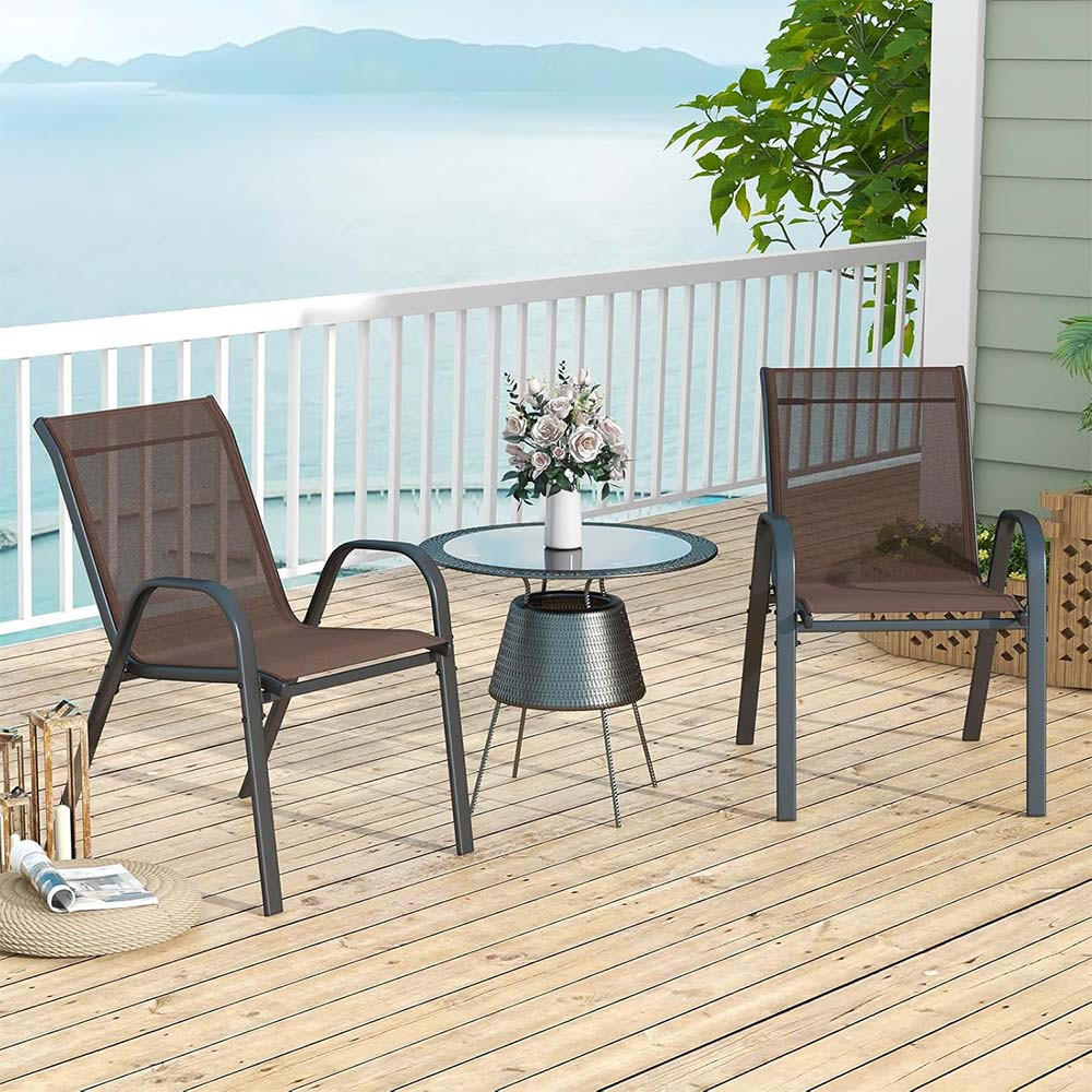 GARTENSTÜHLE Braun(4-teilig) - Braun, Metall (70/84/56cm) - COSTWAY
