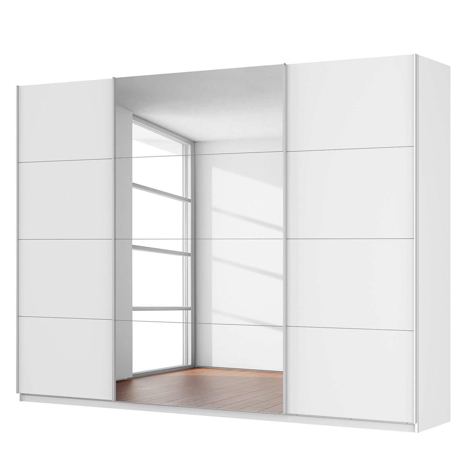 SCHWEBETÜRENSCHRANK - Weiß, Glas/Holzwerkstoff (315/236/68cm) - home24