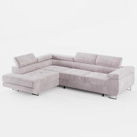ECKSOFA VEMO EDGE Links Hellrosa Velour-Stoff mit Bettkasten und Schlaffunktion - Pink, Textil (200/270cm) - Barchello