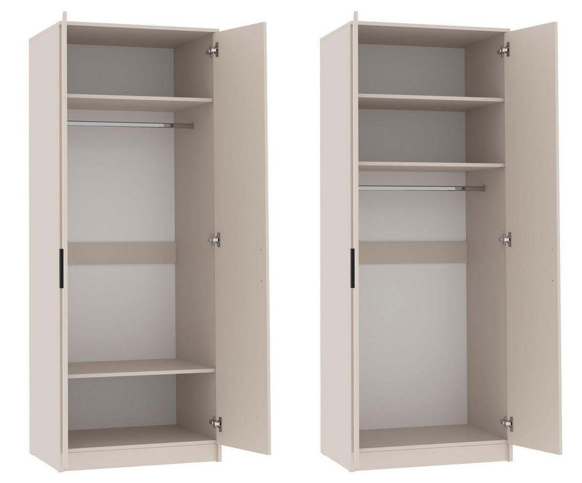 KLEIDERSCHRANK GARDEROBENSCHRANK GRANT G13 GRAUBEIGE CASHMERE 75/195/54 - Kaschmir/Schwarz, Holzwerkstoff (75/195/54cm) - Marmex Möbel