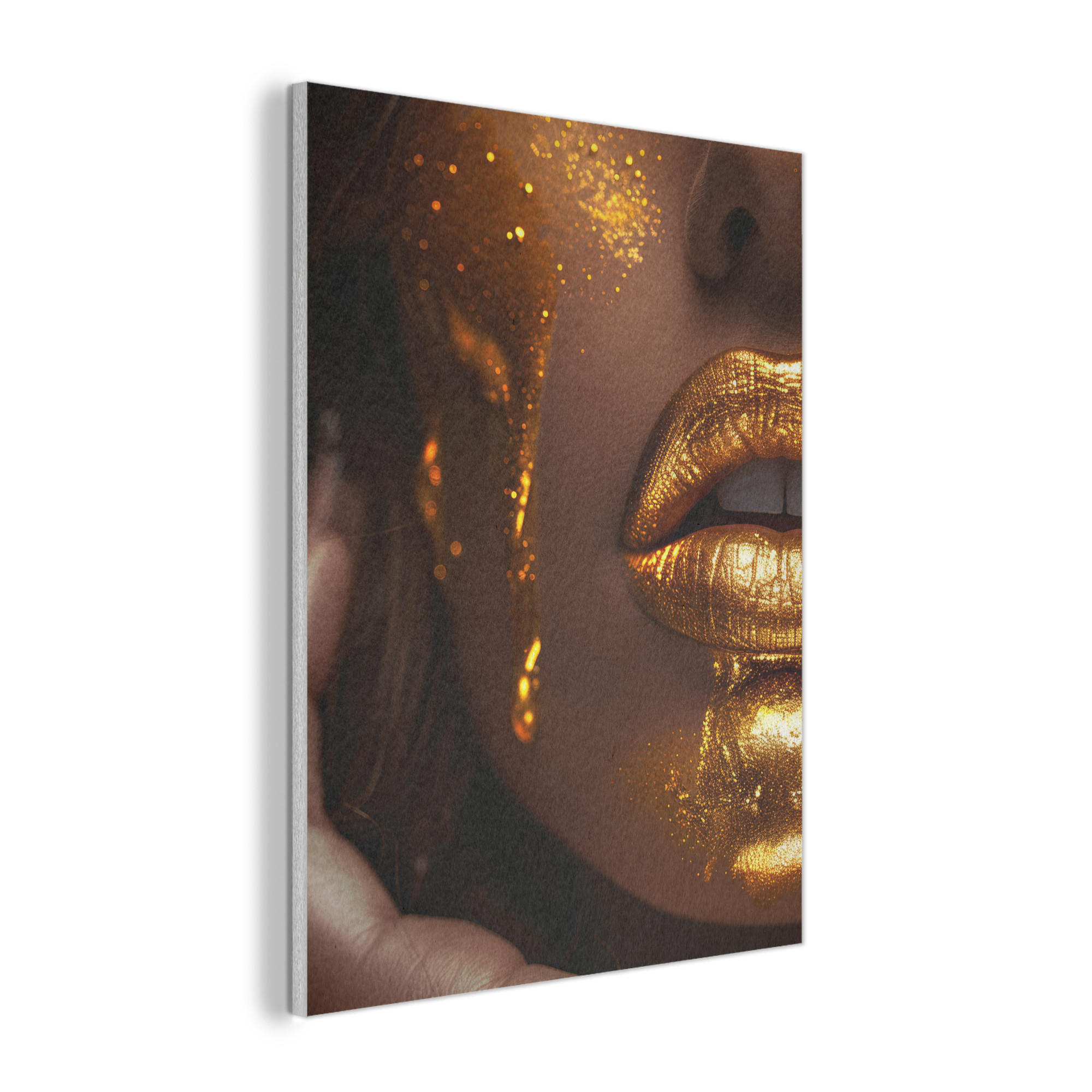 AKUSTIKPANEEL Frau - Gold - Luxus - Porträt 70x100 cm - Goldfarben, Textil (70/0.9/100cm) - MuchoWow