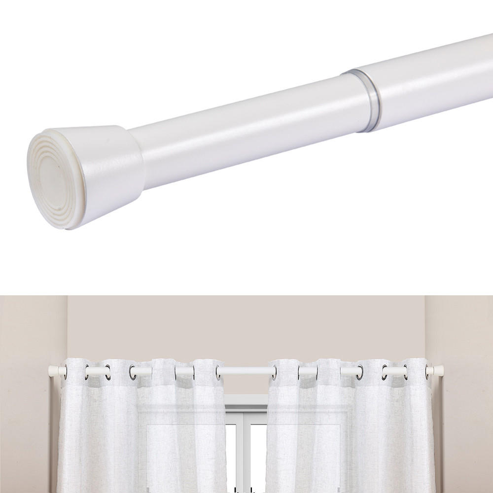 TELESKOP-VORHANGSTANGE mit Spannbefestigung Ø28 mm – Weiß (70–120 cm) - Weiß, Metall (2.8/120cm) - STORESDECO