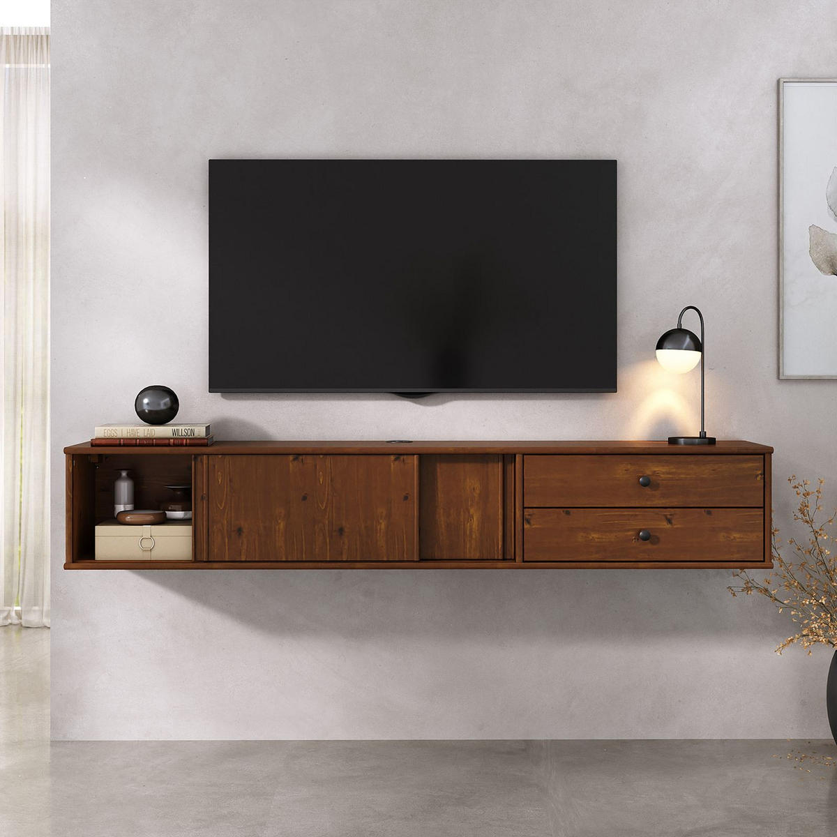 LOWBOARD SIMONA Kastanie - Kastanienfarben, Holz (175/31/34cm) - IDIMEX