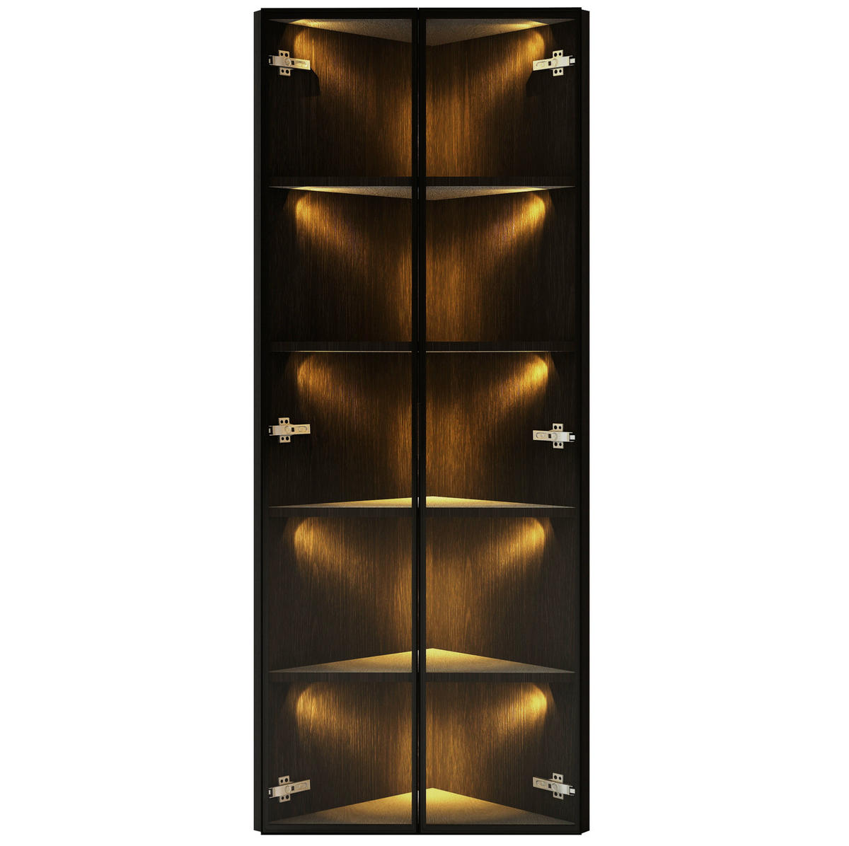 ECKVITRINE mit LED 62 x 35 x 160 cm MDF Glas Black - Schwarz, Glas (35/160/62cm) - Beauniv