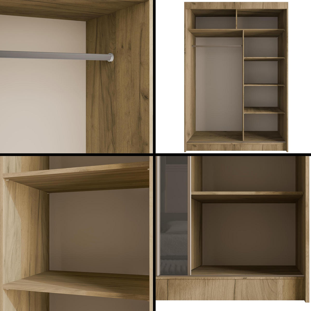 KLEIDERSCHRANK VESLI - 120 cm - Braun|Grau - Braun/Grau, Holzwerkstoff (120/215/61cm) - ALTDECOR
