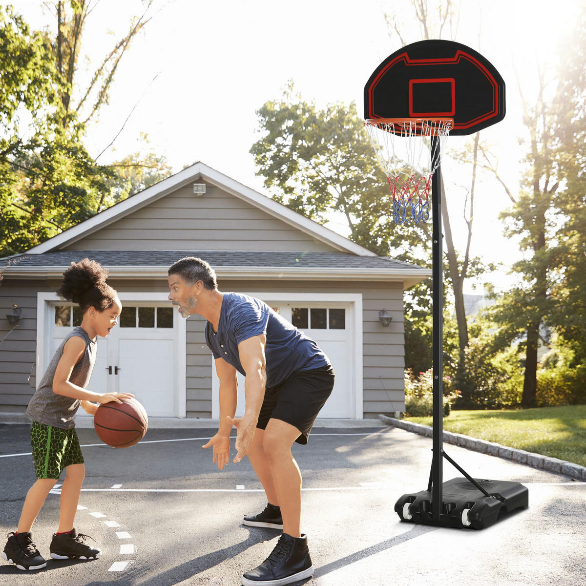 BASKETBALLKORB, Stahl, Schwarz, 73L x 49B x 250H cm - Schwarz, Metall (49/131cm) - HOMCOM